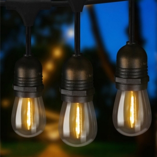 ZMH LED-Lichterkette Innen Außen S14 Glühbirnen Lichterkette 15m Wasserdicht Garten, 16-flammig