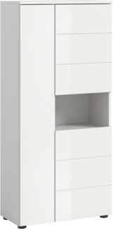 Standschrank (B/H/T: 60x133x34 cm) in weiß hochglanz tiefzieh