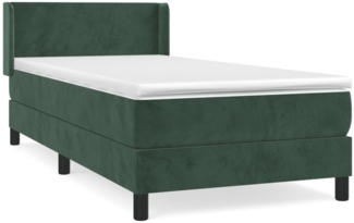 vidaXL Boxspringbett mit Matratze Dunkelgrün 90x190 cm Samt 3130814