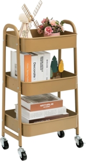 DOEWORKS Aufbewahrungswagen 3-Etagen Rollwagen Metall Organizer mit Rädern Gold
