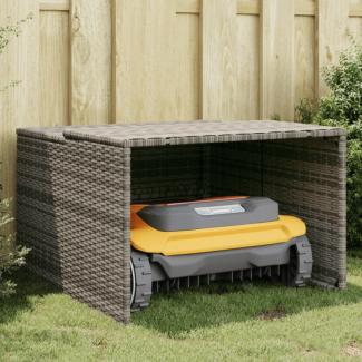 vidaXL Mähroboter-Garage Grau 86x90x52/57 cm Poly Rattan 365406