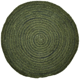 Marrakesch Orient & Mediterran Interior Teppich Ethno Boho Deko Jute Teppich Abrila Rund 100cm Grün