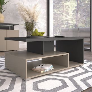 Lomadox Couchtisch SELCE-83, in anthrazit mit beige, offene Fächer, 100 cm breit