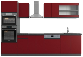 Vicco Küchenzeile R-Line Rot/Anthrazit, 300cm J-Shape, + Hochschrank ohne Arbeitsplatte