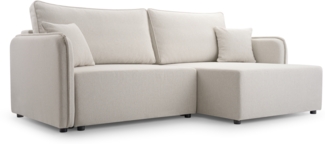 AX LIVING beige L Couch Mentone Couch für Wohnzimmer creme 227 cm R