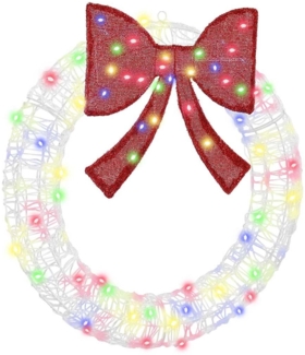 vidaXL Kranz mit 60 LEDs Mehrfarbig 76 x 8,5 x 76 cm Acryl 42019124