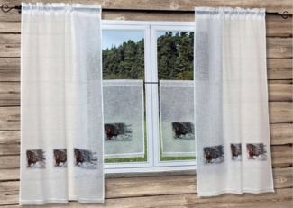 HOSSNER - ART OF HOME DECO Gardine Weihnachtsmann (1 St), Stangendurchzug, halbtransparent, Organza, Landhaus-Look