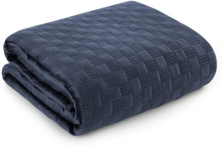 Tagesdecke Velours Samtdecke Gesteppt Steppdecke Klassische Decke SOFIA 4 marine 220x240 cm blau