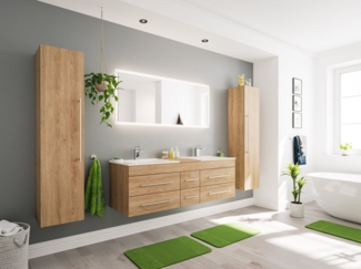 Magnolia Home Badmöbel-Set Badmöbelset Komplett Roma XL 4-teilig inkl. LED-Spiegel SoftClose eich