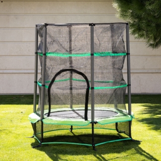 Chipolino Kindertrampolin Up und Down 140cm Sicherheitsnetz Gummibänder bis 27kg grün
