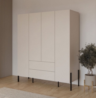 Home affaire Drehtürenschrank Jukon, moderner Kleiderschrank mit Metallfüßen (B/H/T 3-Türer: ca. 135/210/60 4-Türer ca: 180/210/60) Drehtürenschrank 4 Türen/2 Schubkästen, push to open Funktion