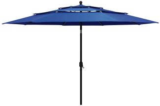 vidaXL Sonnenschirm mit Aluminium-Mast 3-lagig Azurblau 3,5 m 313883