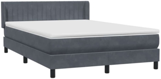 vidaXL Boxspringbett mit Matratze Dunkelgrau 140x220 cm Samt 3318322