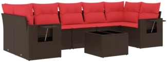 vidaXL 8-teiliges Gartensofa-Set mit Kissen, braun, Polyrattan 3219943