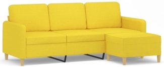 vidaXL 3-Sitzer-Sofa mit Hocker Hellgelb 180 cm Stoff 3201197