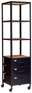 Tikamoon Bücherregal Industriel Hochschrank aus Mangoholz und Metall