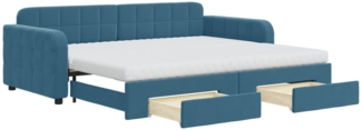 vidaXL Tagesbett Ausziehbar mit Schubladen Blau 90x200 cm Samt 3197000