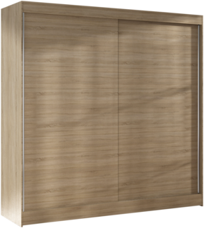Kleiderschrank Basti X 200 cm - Schwebetürenschrank mit Kleiderstange und Einlegeboden, Schlafzimmerschrank mit 2 Türen, Schiebetürenschrank 200 x 215 x 58 cm (Sonoma)