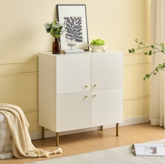 Merax Sideboard mit Zinklegierung-Griffen & Stahlbeinen (1 St), Kommode mit 2 Türen und Staufächern, Buffetschrank Anrichte 80x90x36cm