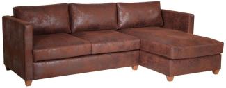 Ecksofa FABIO L-Form Vintage Braun Ottomane Rechts