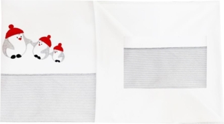 Minou Bio Bettwäsche 80 x 80 cm Pinguin Grau gestreift