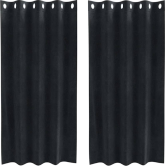 vidaXL Vorhänge mit Vorhängen 2 pcs Schwarz 140 x 175 cm Samt 4107164