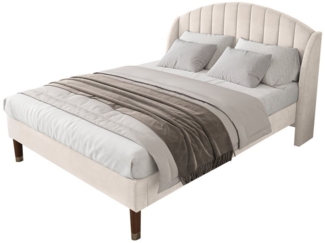 BlingBin Polsterbett Jugendbett Bettgestell Doppelbett mit Lattenrost und Kopfteil (1er Set, 1-tlg, 160*200cm, Ohne Matratze, Max Belastbarkeit: 300KG), Holzlattenunterstützung für Erwachsene & Jugendliche, Samt, Beige