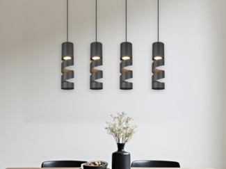 Moderne Pendelleuchte STREAM 4-flammig aus Metall in Schwarz, Breite 80cm