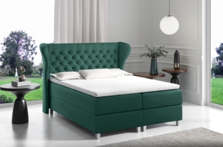 99rooms Turin Boxspringbett Velours 160x200 cm Grün