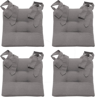 MAGMA Stuhlkissen Sitzkissen FINO Schleifenband Auflage - ca. 42cm x 46cm x 7cm - 4er Set grau