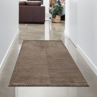 Carpetia Teppich Moderner Teppich mit Bogenmuster Pflegeleicht Strapazierfähig in Braun, rechteckig, Höhe: 14 mm