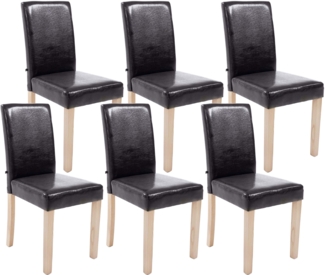 CLP 6er Set Esszimmerstuhl Ina Kunstleder mit Holzgestell,braun natura
