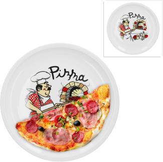 2er Set Van Well Pizzateller mit Küchenchef Dekor 30,5 cm