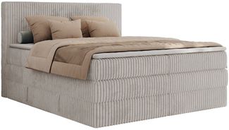MKS MÖBEL Boxspringbett TILIANO KING (Packung, Set, Visco-Topper, Doppelbett, T30-Schaum), Polsterbett mit Multipocket-Matratzen, Cord Bett, Zwei Bettkästen