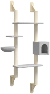 vidaXL Kratzbaum mit Kratzsäule Wandmontage Hellgrau 180 cm 172402
