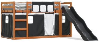 vidaXL Etagenbett mit Rutsche und Gardinen Weiß und Schwarz 90x200 cm 3284113