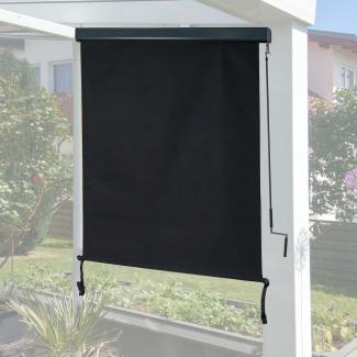 Vertikalmarkise HWC-F42, Senkrechtmarkise Sichtschutz Außenrollo Rollo, UV-Schutz 50 Stoff ~ 250x140cm, schwarz