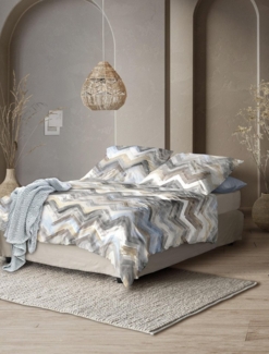 Irisette Wave Mako-Satin Bettwäsche 135x200 Zickzack natur beige silber 8594-80