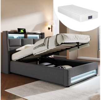 REDOM Polsterbett (Jugendbett mit USB Ladeanschluss), 90 x 200 cm Inklusive Matratze