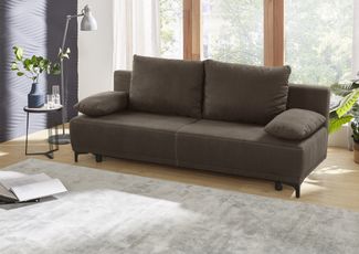 Schlafsofa LUIGI Querschläfer mit Bett und Stauraum Braun ca. 196 cm