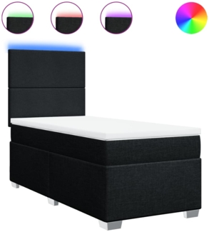 vidaXL Boxspringbett mit Matratze Schwarz 100x200 cm Stoff 3292694