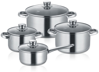 Berndes New Roma Kochtopfset 4-tlg, Töpfe, Stieltopf, Edelstahl, Silber, 059030