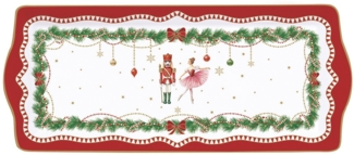 EasyLife Servierteller Magie de Noel, Porzellan, Handwäsche Empfohlen, Weiß, Motiv: Weihnachten