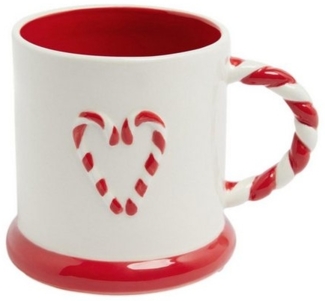 Next Becher Henkeltasse, Herz und Zuckerstange, Steingut