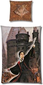 Harry Potter Bettwäsche Set 135x200 80x80 cm Fleece Bettwäsche für den Winter mit Reißverschluss