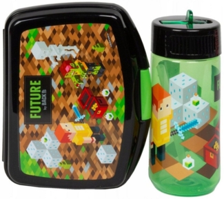Festivalartikel Lunchbox Minecraft Lunchbox & Water Bottle Set GAME LEVEL für junge Spieler