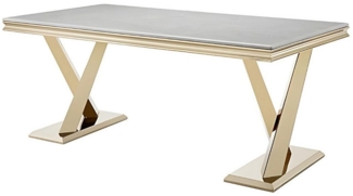 alesvelt Esstisch Ferrara Moderner Esstisch mit Marmor-Optik Edelstahlgestell 180cm (1-Tisch), 180 x 90 x 76 cm 6-8 Personen