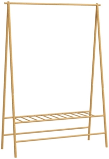 MC Star Garderobenständer Bambus, Kleiderständer mit Ablagen und Haken, Wäscheständer, (mit Kleiderstange, für Flur, Wohnzimmer Schlafzimmer, 116 x 43,5 x 160 cm, Naturholz)