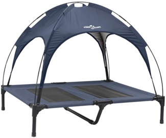 vidaXL erhöhtes Hundebett mit abnehmbarem Dach Marineblau L Stahl 42008179