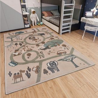 Hanse Home Adventures Kinderteppich - Tier Dschungel Spielteppich Straße Straßenteppich Teppich Junge Mädchen für Kinderzimmer, Spielteppich, Jugendzimmer, Wohnzimmer - Braun Grau, 120x170 cm